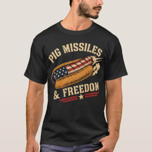 Varkensraketten en vrijheid 4 juli Hot Dog BBQ T-shirt