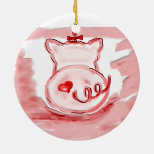 Varkenssieraad, leuk cadeauversiering voor varkens keramisch ornament (Achterkant)