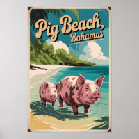 Varkensstrand Bahama's Reis Kunst Vintage