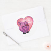 VarkensValentijnsdag Ronde Sticker (Envelop)