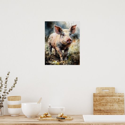 Varkensvarken Boerderij Animal Art Print Poster (Keuken)