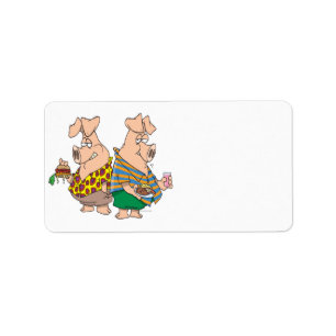 varkensvarken met cartoon etiket