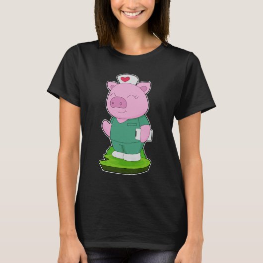 Varkensverpleegkundige Notitieblok T-shirt (Voorkant)