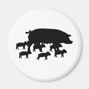 varkensvlees met pictogram jonge varkens magneet