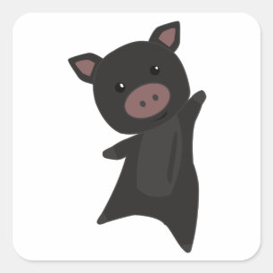 Varkenszwarte stekelstaartedieren Kinder Vierkante Sticker