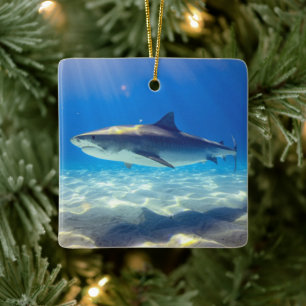 Varkenszwemmen Blauwe Oceaan Water Keramisch Ornament