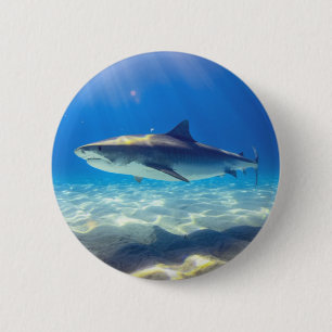 Varkenszwemmen Blauwe Oceaan Water Ronde Button 5,7 Cm