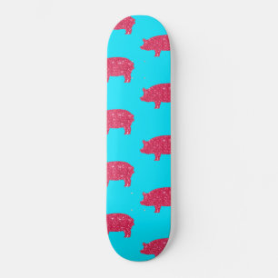 Varkentje Silhouet Roze Glitters Meisjesachtige Bo Skateboard