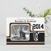 Varsity Band Saxofoon Afstuderen Foto Sinaasappel Kaart (Staand voorkant)