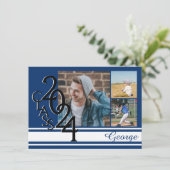 Varsity Blue 2024 Afstuderen Tri Foto Kaart (Staand voorkant)
