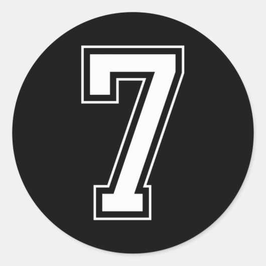 Varsity Jersey Nummer 7 Ronde Sticker (Voorkant)
