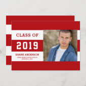 Varsity Lettering Striped Afstudeerder Foto Aankon Aankondiging (Voorkant / Achterkant)