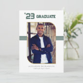 Varsity Letterman | Foto van Green & Gold Afstuder Aankondiging (Staand voorkant)