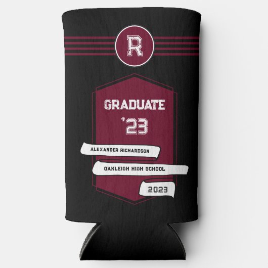 Varsity Letterman | Monogram Afstuderen Burgundy (Voorkant)