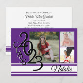 Varsity Paars 2023 Afstuderen Tri Foto Kaart (Voorkant / Achterkant)