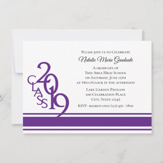 Varsity Paarse 2019 Afstuderen Drie Foto Kaart (Achterkant)