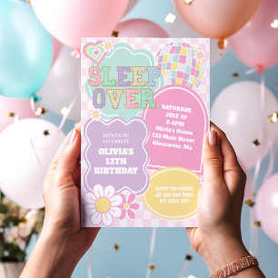 Varsity pastel patch Slaapfeest Verjaardag Kaart