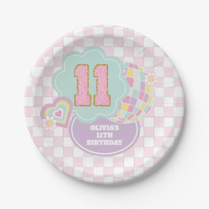 Varsity preppy pastel patch 11e verjaardag papieren bordje