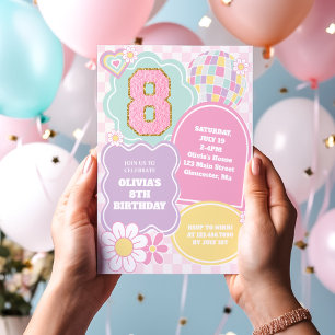Varsity preppy pastel patch 8e verjaardag kaart