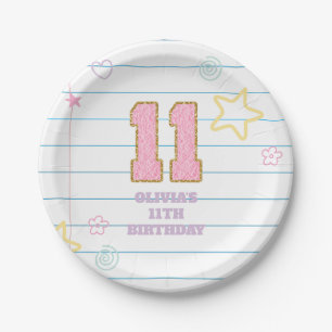 Varsity preppy pastel patch notitieboek 11e verjaa papieren bordje