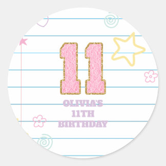 Varsity preppy pastel patch notitieboek 11e verjaa ronde sticker