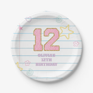 Varsity preppy pastel patch notitieboek 12e verjaa papieren bordje