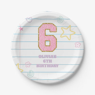 Varsity preppy pastel patch notitieboek 6e verjaar papieren bordje