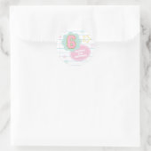 Varsity preppy pastel patch notitieboek 6e verjaar ronde sticker (Tas)