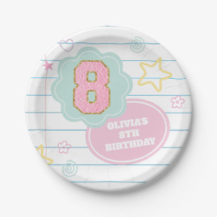 Varsity preppy pastel patch notitieboek 8e verjaar papieren bordje
