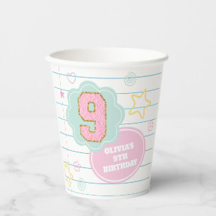 Varsity preppy pastel patch notitieboek 9e verjaar papieren bekers