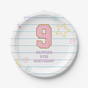 Varsity preppy pastel patch notitieboek 9e verjaar papieren bordje
