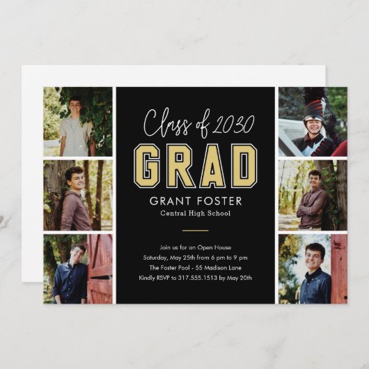 Varsity Pride Editable Color Graduation Invitation (Devant / Derrière)