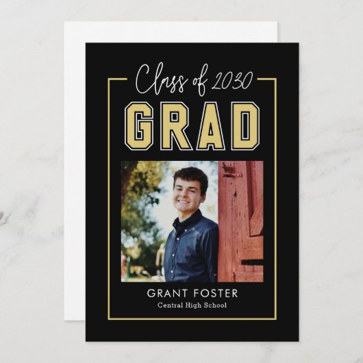 Varsity Pride Editable Color Graduation Invitation (Devant / Derrière)