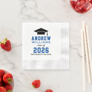 Varsity Royal Blue 2026 Afstudeerfeest Servet