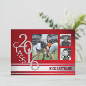 Varsity Stripe Afstuderen Tri Foto 2016 Rood Kaart (Staand voorkant)