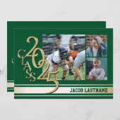 Varsity Stripe Tri Foto Goud Afstuderen Kaart (Voorkant / Achterkant)