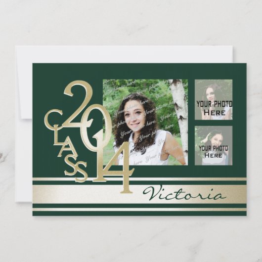 Varsity Stripe Tri foto groen en goud Kaart (Voorkant)