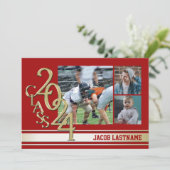 Varsity Stripe Tri Photo Gold Graduate Invitation (Debout devant)