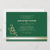 Varsity Stripe Tri Photo Gold Graduate Invitation (Dos)