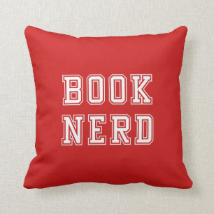Varsity Style Book Nerd met bewerkbare kleur Kussen