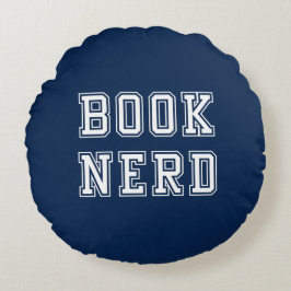Varsity Style Book Nerd met bewerkbare kleur Rond Kussen