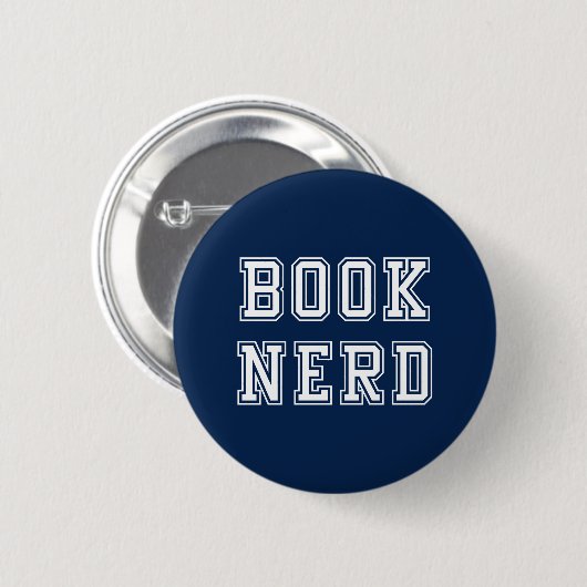 Varsity Style Book Nerd met bewerkbare kleur Ronde Button 5,7 Cm (Voorkant /achterkant)