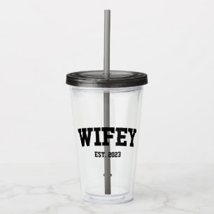 Varsity Style Wifey Est. Minimale jaarminimalisati Acryl Drinkbeker