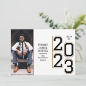 Varsity Team Player Sport Photo Graduparty Kaart (Staand voorkant)