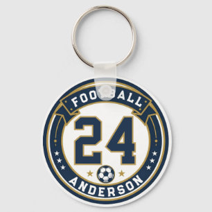 Varsity Voetbalspeler Naam & Nummer Sleutelhanger