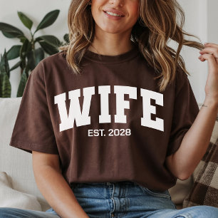 Varsity Wifey Hubby T-shirt, Op maat gemaakte cade T-shirt