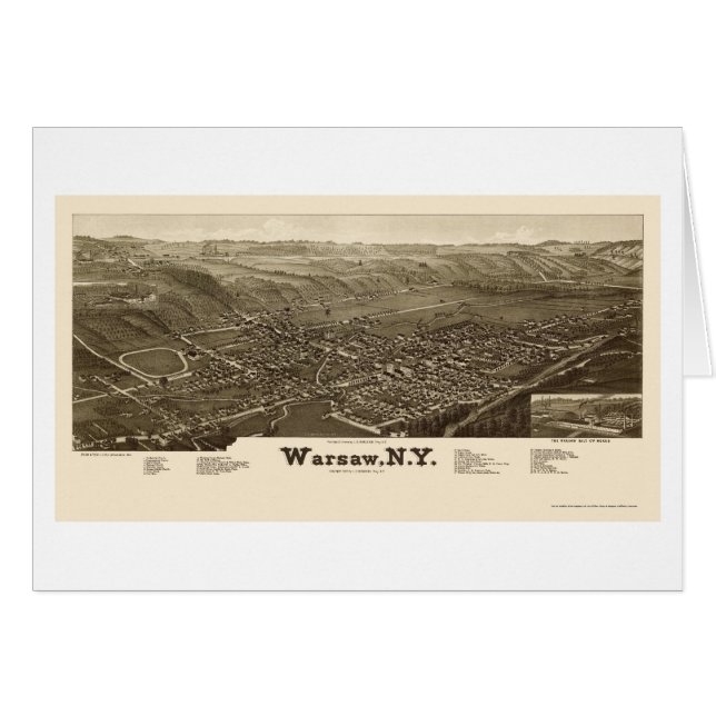 Varsovie, carte panoramique de NY - 1885 (Devant horizontal)