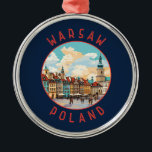 Varsovie Pologne Cercle en détresse rétrograde<br><div class="desc">Conception de déplacement vectoriel rétro de Varsovie. C'est un mélange captivant de styles architecturaux,  de la charmante Vieille Ville au Palais de la Culture et de la Science.</div>