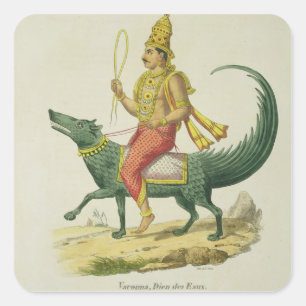 Varuna, God van de Oceanen, gegraveerd door Charle Vierkante Sticker
