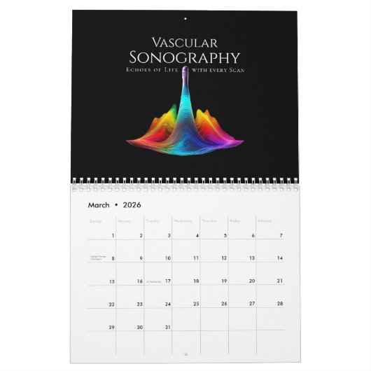 Vasculaire sonografie-kleurige ultrasone golven kalender (Mar 2026)